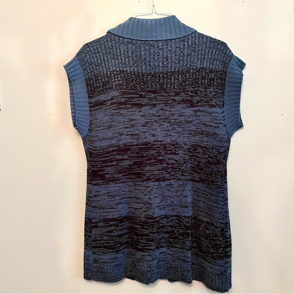 Women’s Blue & Black Long Knit Sweater Vest~Size L~Soft Acrylic - Picture 2 of 7